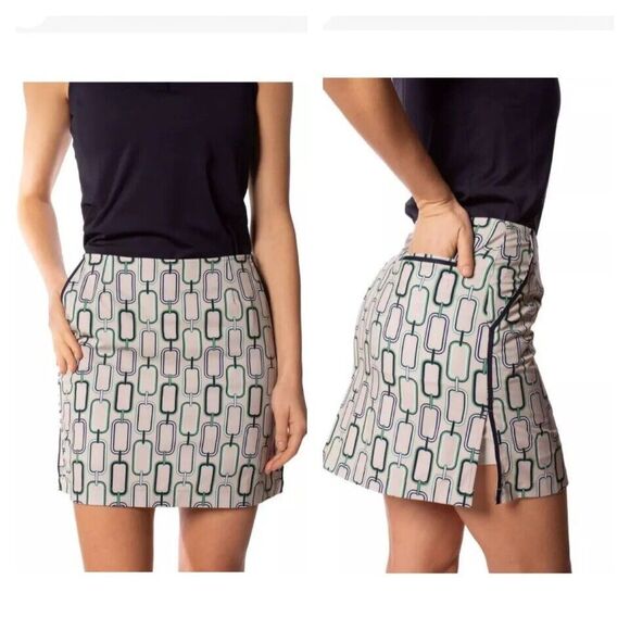 Golftini PFLG Let Go Performance Skort  Women's 4  NWT  Beige Print w UPF30+ - Picture 1 of 16